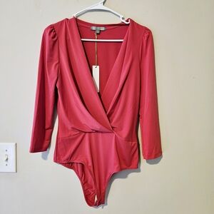 Good Luck Gem Pink Wrap Bodysuit Fitted Style